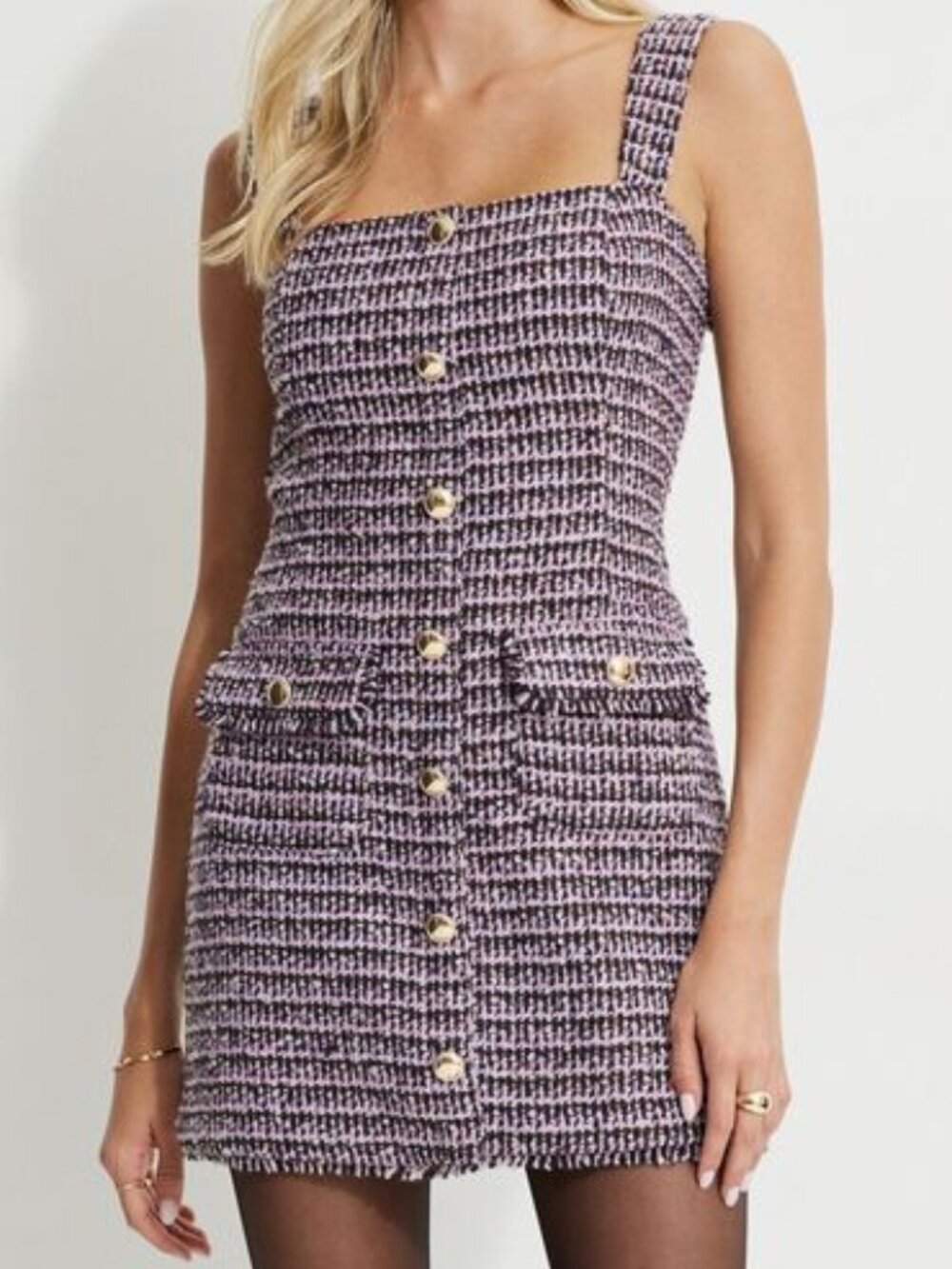 NWT Buttoned Tweed Mini Dress